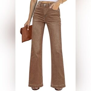 Chic Brown Flare Jeans for Women